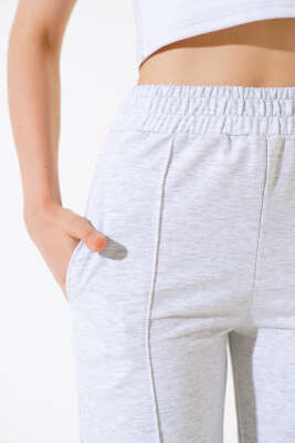 Geniş Paça Çımalı Pantolon Gri - Kadın Giyim Modelleri