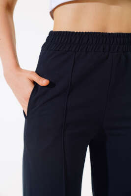 	 Geniş Paça Çımalı Pantolon Lacivert - Kadın Giyim Modelleri