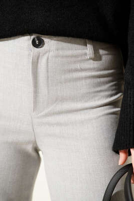 Geniş Paça Düğmeli Pantolon Gri - Pantolon