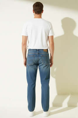 Geniş Paça Erkek Kot Pantolon Kahve Tint - Erkek Pantolon