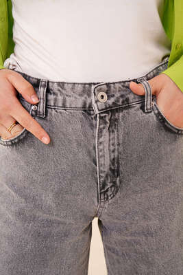 Geniş Paça Jean Pantolon Gri - Kot Pantolon
