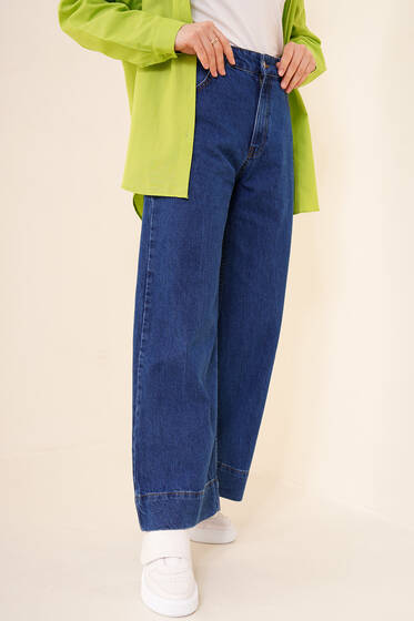 Geniş Paça Jean Pantolon Kot Mavisi - Kot Pantolon