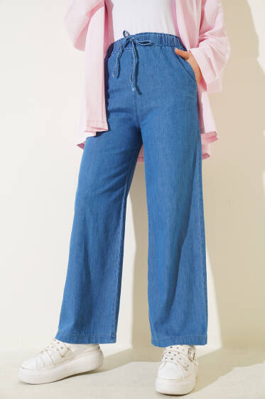 Geniş Paça Kot Pantolon Kot Mavisi - Pantolon