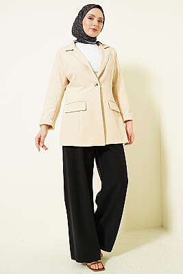 Geniş Paça Lastikli Tensel Pantolon Siyah - Pantolon