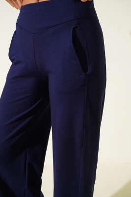 Geniş Paça Loyşa Pantolon Lacivert - Kadın Giyim Modelleri