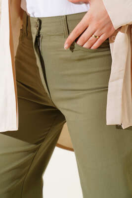Geniş Paça Pamuk Pantolon Haki - 300-500 TL Ürünler
