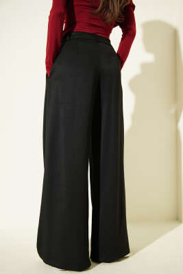 Geniş Paça Pileli Salaş Pantolon Siyah - Kadın Giyim Modelleri