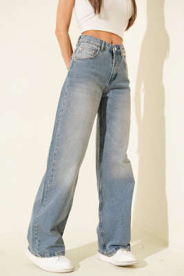 Geniş Paça Salaş Palazzo Kot Pantolon Tintli - Kadın Giyim Modelleri