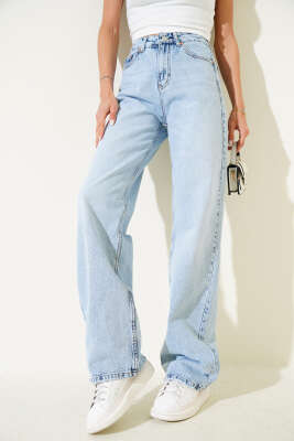 Geniş Paça Wide Leg Kot Pantolon Kar Açık - Kadın Giyim Modelleri