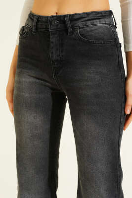 Geniş Paça Yıpratmalı Kot Pantolon Füme - Kadın Giyim Modelleri