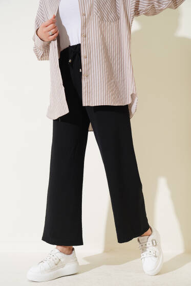 Geniş Paçalı Ayrobin Pantolon Siyah - Pantolon
