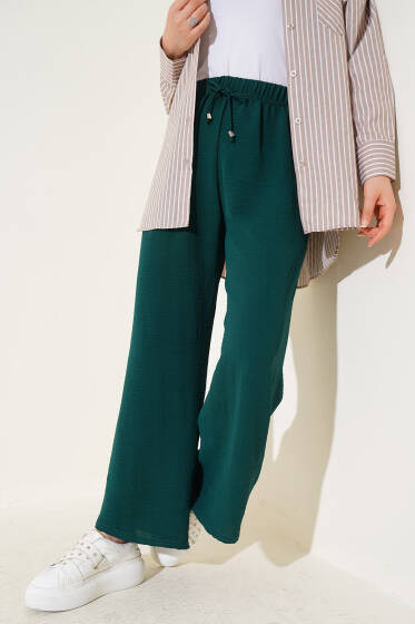 Geniş Paçalı Ayrobin Pantolon Zümrüt - Pantolon