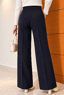 Geniş Paçalı Basic Kumaş Pantolon Lacivert - Pantolon