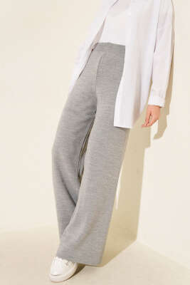 Geniş Paçalı Basic Triko Pantolon Gri - VAV TEKSTİL