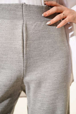 Geniş Paçalı Basic Triko Pantolon Gri - Pantolon