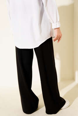 Geniş Paçalı Basic Triko Pantolon Siyah - Yılın Fırsatı