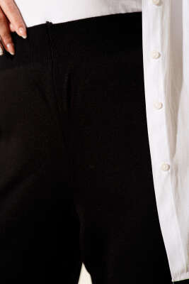 Geniş Paçalı Basic Triko Pantolon Siyah - Yılın Fırsatı