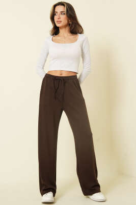 Geniş Paçalı Cepli Loyşa Pantolon Kahve - Kadın Giyim Modelleri
