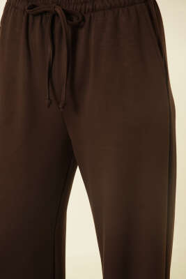 Geniş Paçalı Cepli Loyşa Pantolon Kahve - Kadın Giyim Modelleri