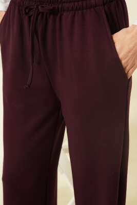 Geniş Paçalı Cepli Loyşa Pantolon Mürdüm - Kadın Giyim Modelleri