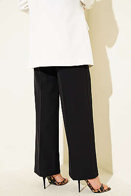 Geniş Paçalı Kemerli Pantolon Siyah - Pantolon