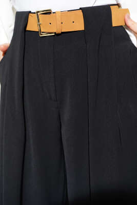 Geniş Paçalı Palazzo Kumaş Pantolon Siyah - Pantolon