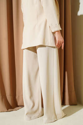 Geniş Paçalı Palazzo Kumaş Pantolon Taş - Pantolon