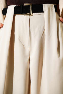 Geniş Paçalı Palazzo Kumaş Pantolon Taş - Pantolon