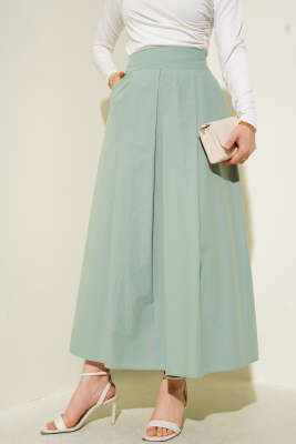 Geniş Pileli Cepli Etek Mint 