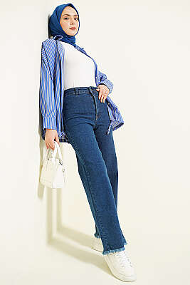 Geniş Püskül Paçalı Kot Pantolon Kot - Pantolon