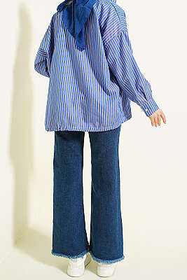 Geniş Püskül Paçalı Kot Pantolon Kot - Pantolon