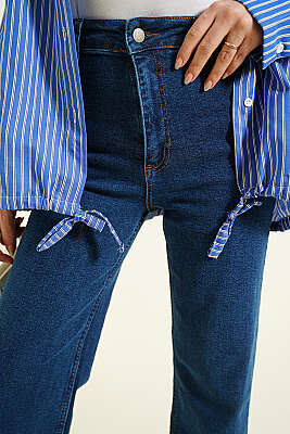 Geniş Püskül Paçalı Kot Pantolon Kot - Pantolon