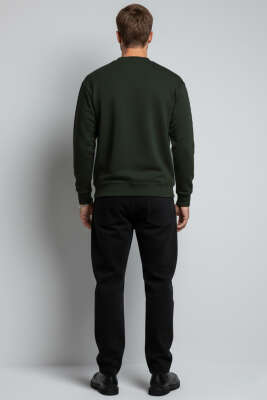 Geniş Ribanalı Triko Sweatshirt Nefti - Erkek Sweatshirt
