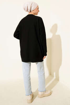 Geniş Ribanalı Triko Tunik Siyah - Tunik