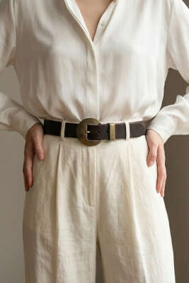 Geniş Tokalı Kemer Kahve - Deri Kemer