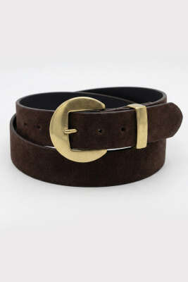 Geniş Tokalı Kemer Kahve Süet - DESREE KEMER