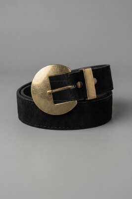 Geniş Tokalı Kemer Siyah Süet - DESREE KEMER