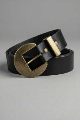 Geniş Tokalı Kemer Siyah 