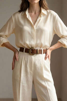 Geniş Tokalı Kemer Taba - Deri Kemer