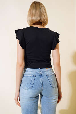 Geniş Yaka Bluz Siyah - Kadın Giyim Modelleri