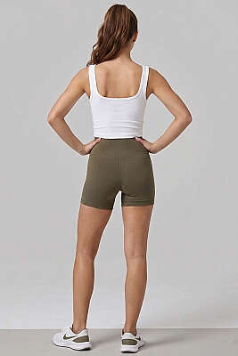 Geniş Yaka Kalın Askılı Büstiyer Ekru - Sporcu Sütyeni 