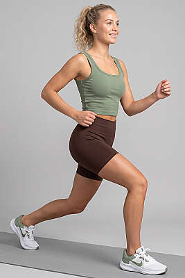 Geniş Yaka Kalın Askılı Büstiyer Haki - Sporcu Sütyeni 