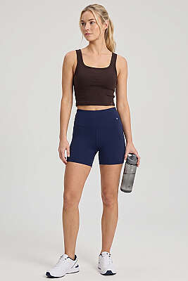 Geniş Yaka Kalın Askılı Büstiyer Kahve - Sporcu Sütyeni 