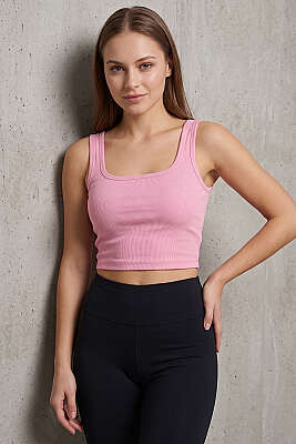 Geniş Yaka Kalın Askılı Büstiyer Pembe 