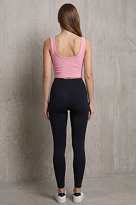 Geniş Yaka Kalın Askılı Büstiyer Pembe - Sporcu Sütyeni 