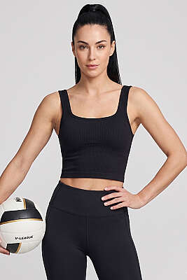 Geniş Yaka Kalın Askılı Büstiyer Siyah - Sporcu Sütyeni 