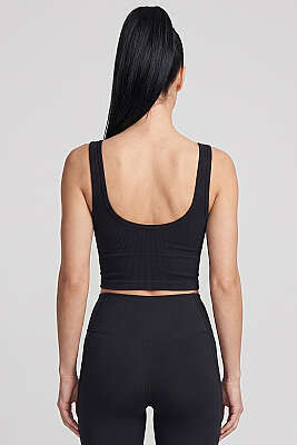 Geniş Yaka Kalın Askılı Büstiyer Siyah - Sporcu Sütyeni 