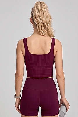 Geniş Yaka Kalın Askılı Büstiyer Vişne - Sporcu Sütyeni 