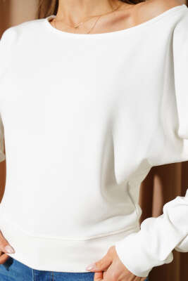 Geniş Yaka Loyşa Bluz Ekru - Kadın Giyim Modelleri