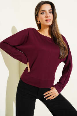 Geniş Yaka Loyşa Bluz Mürdüm - Kadın Giyim Modelleri